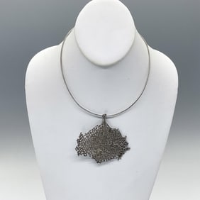 Birks Sterling Silver Seafan Pendant and Necklace