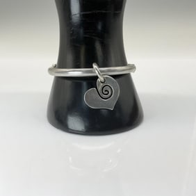 Sterling Silver Bracelet with Swirly Heart Pendant