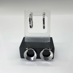 4pc Two Pairs of Sterling Hoop Earrings