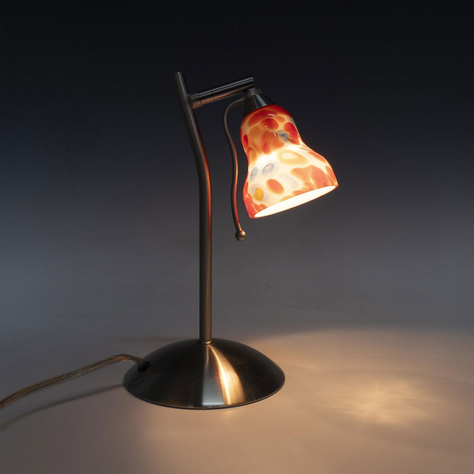 Brushed Stainless Steel Table-Desk Lamp with Art Glass Shade (1 of 4)