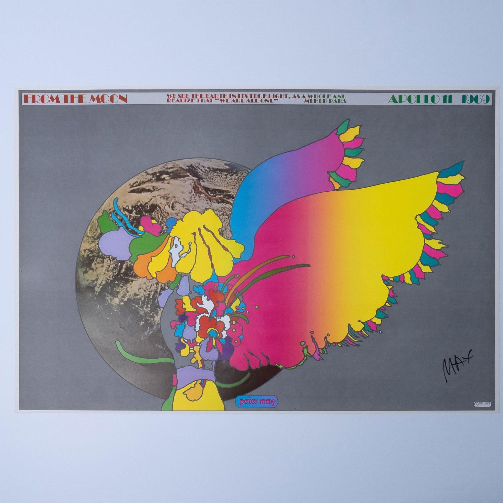 Peter Max, Original Lithograph Poster, Moon Landing, Signed (1 of 4)