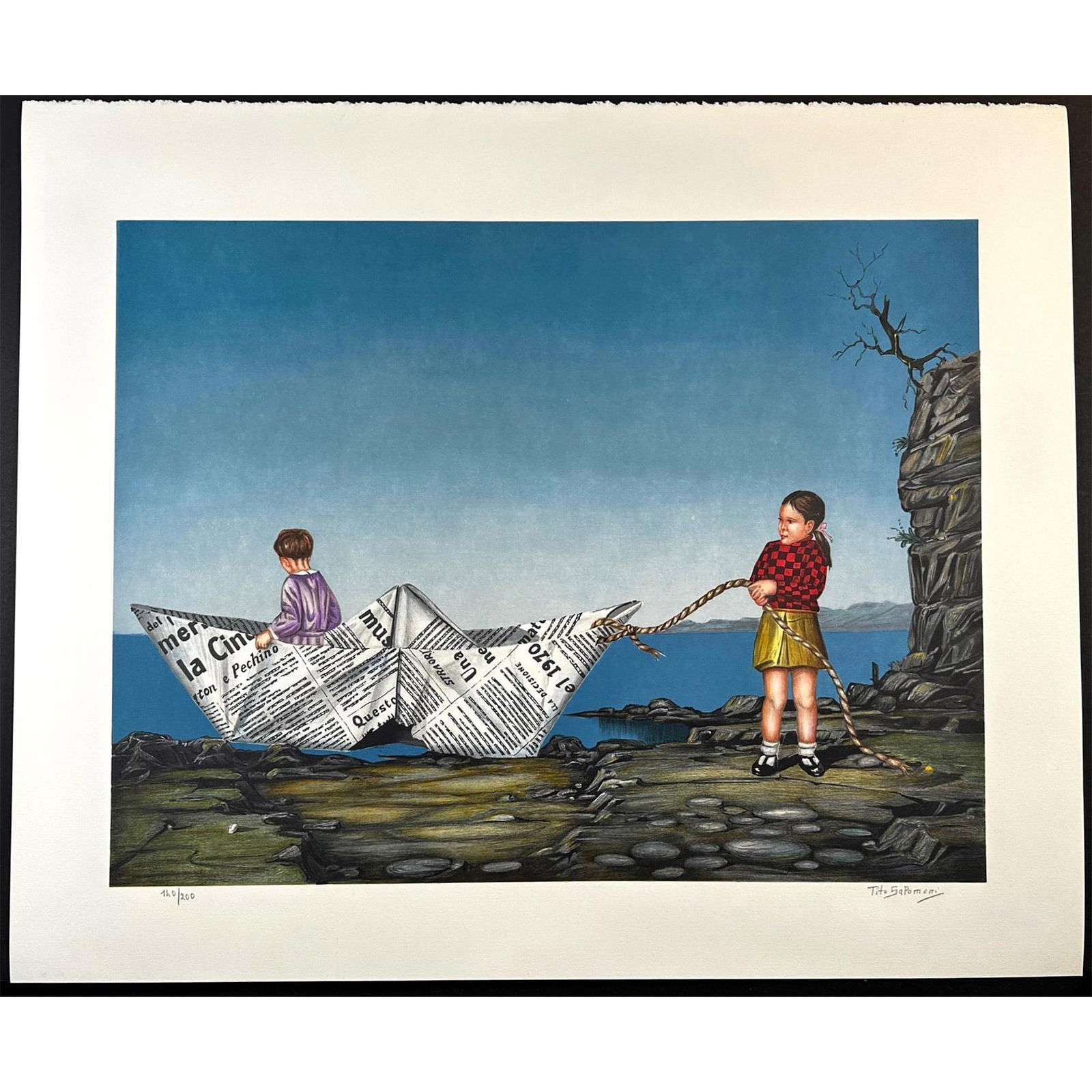 Tito Salomoni (Italian 1920-1989) Lithograph Toy Boat signed (1 of 4)