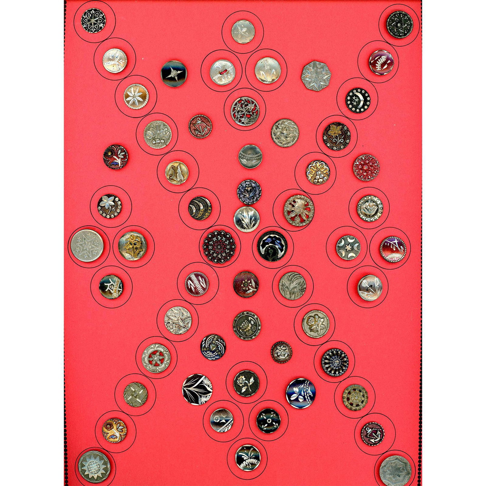 A full card of division one assorted pewter buttons (1 of 3)