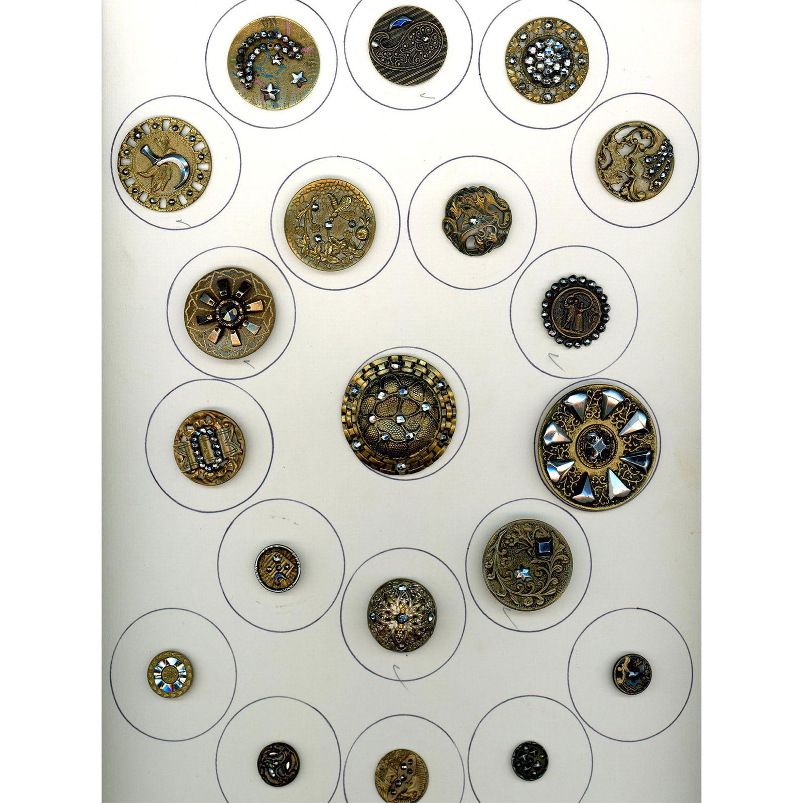A card of division one brass and steel buttons (1 of 4)