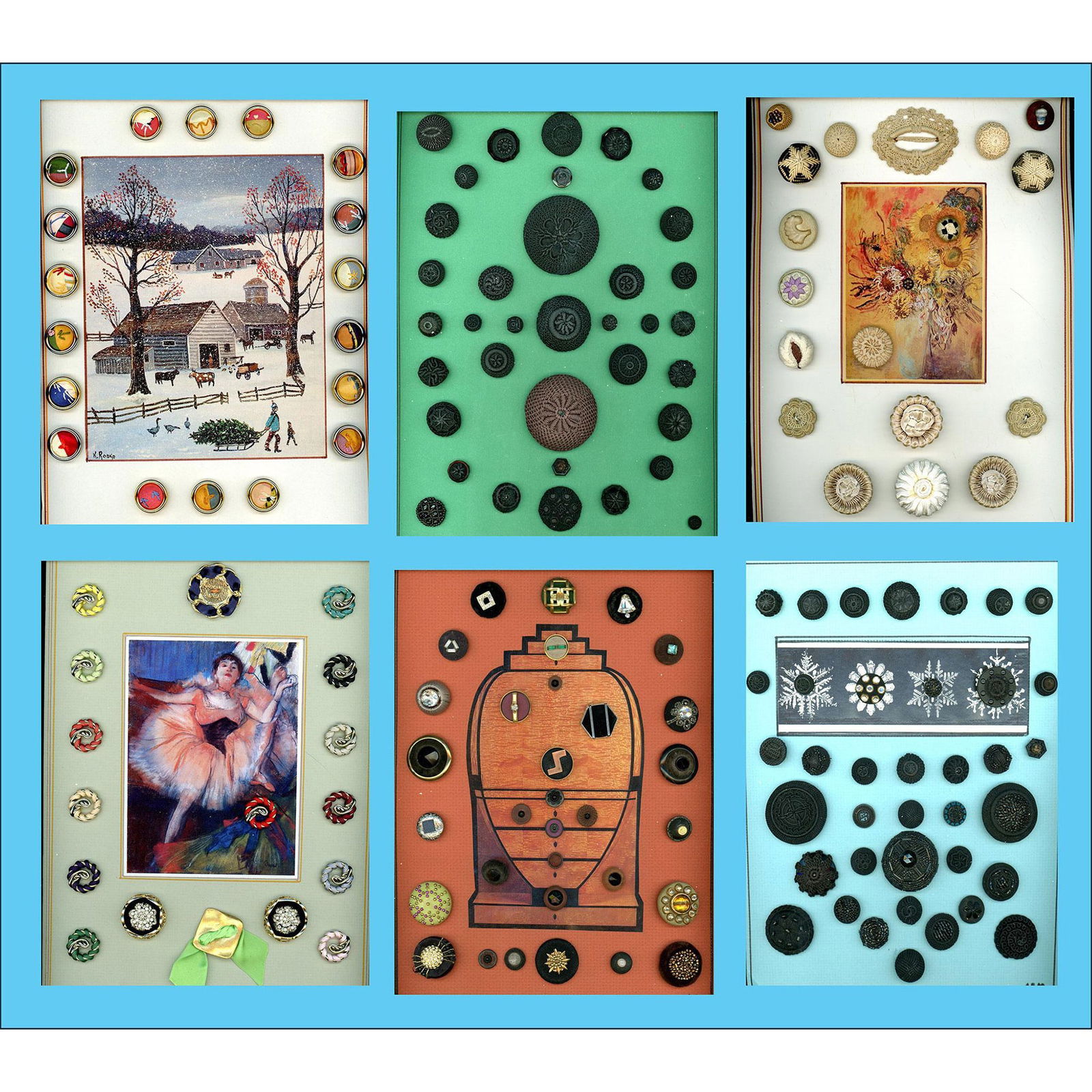 A box lot of assorted style fabric buttons (1 of 7)