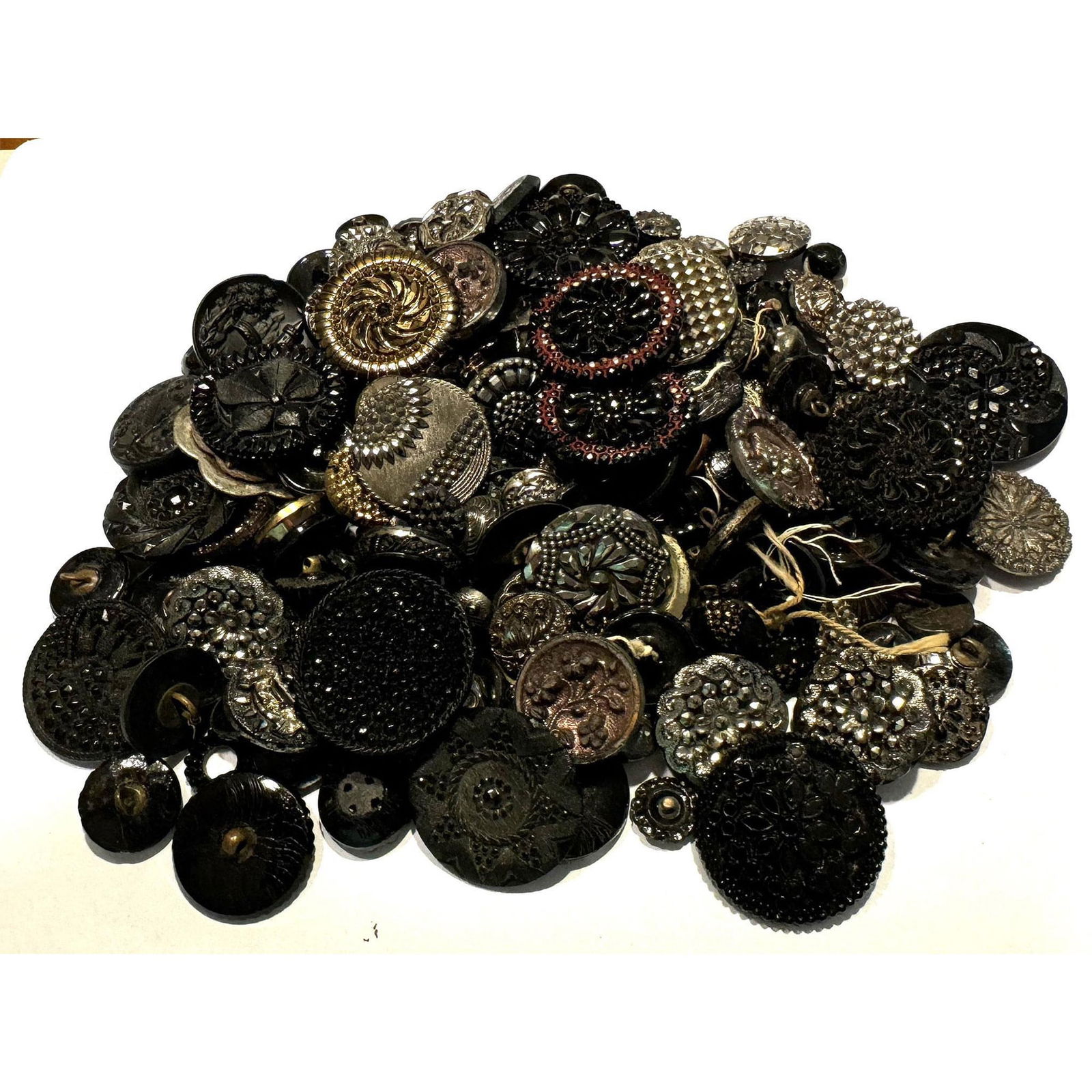 Another nice bag of mostly div. 1 black glass buttons (1 of 4)