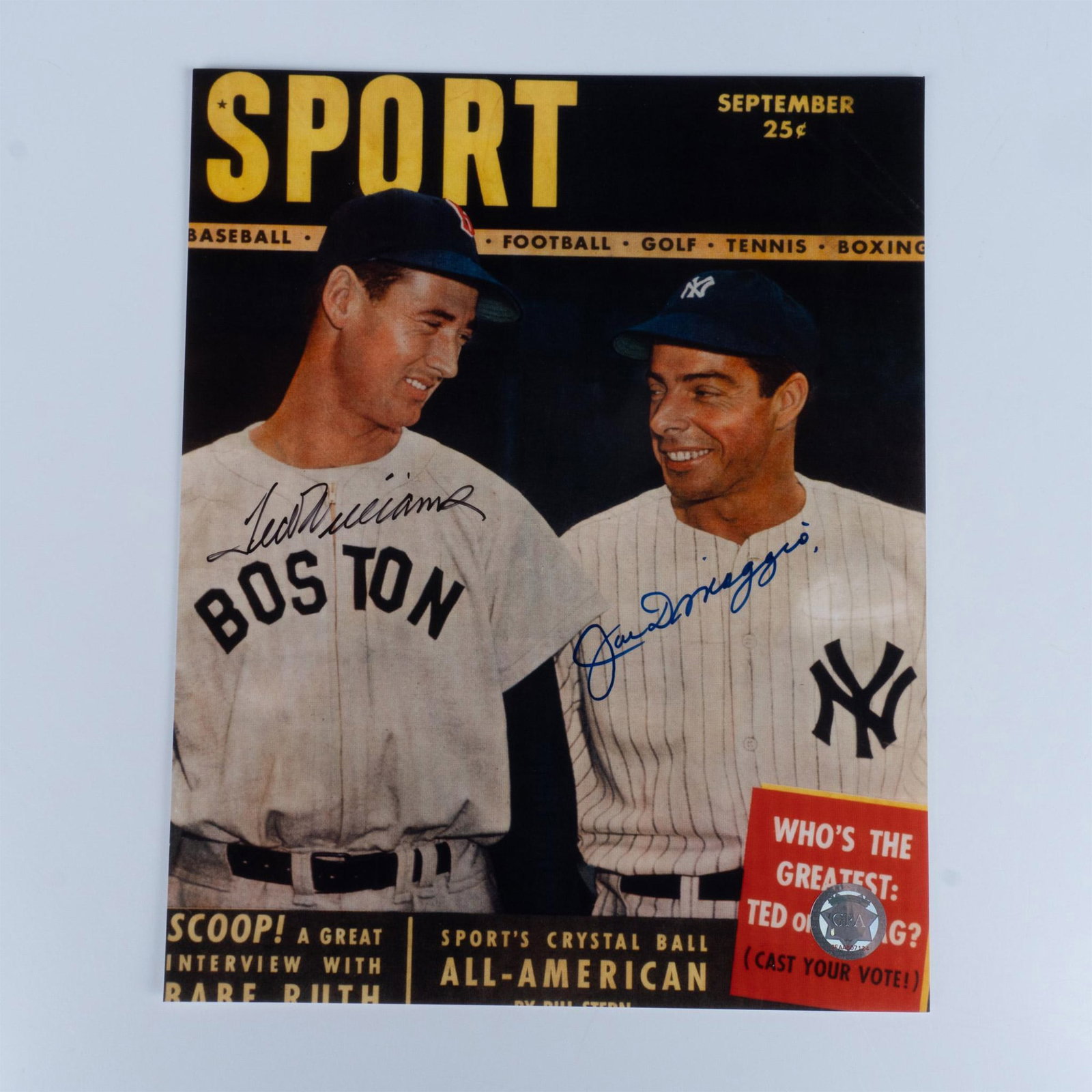 Ted Williams and Joe DiMaggio Autographed Magazine Cover COA (1 of 3)