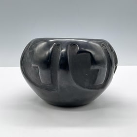 Native American Santa Clara Pueblo Blackware Bowl, Signed