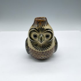 Carlos Villanueva Mexican Stoneware Pottery, Owl Vase