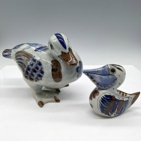 2pc El Palomar Mexican Stoneware Pottery Figurines, Birds