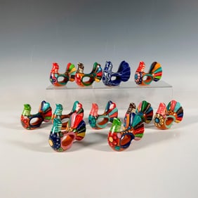 11pc Mexican Talavera Dove Napkin Rings