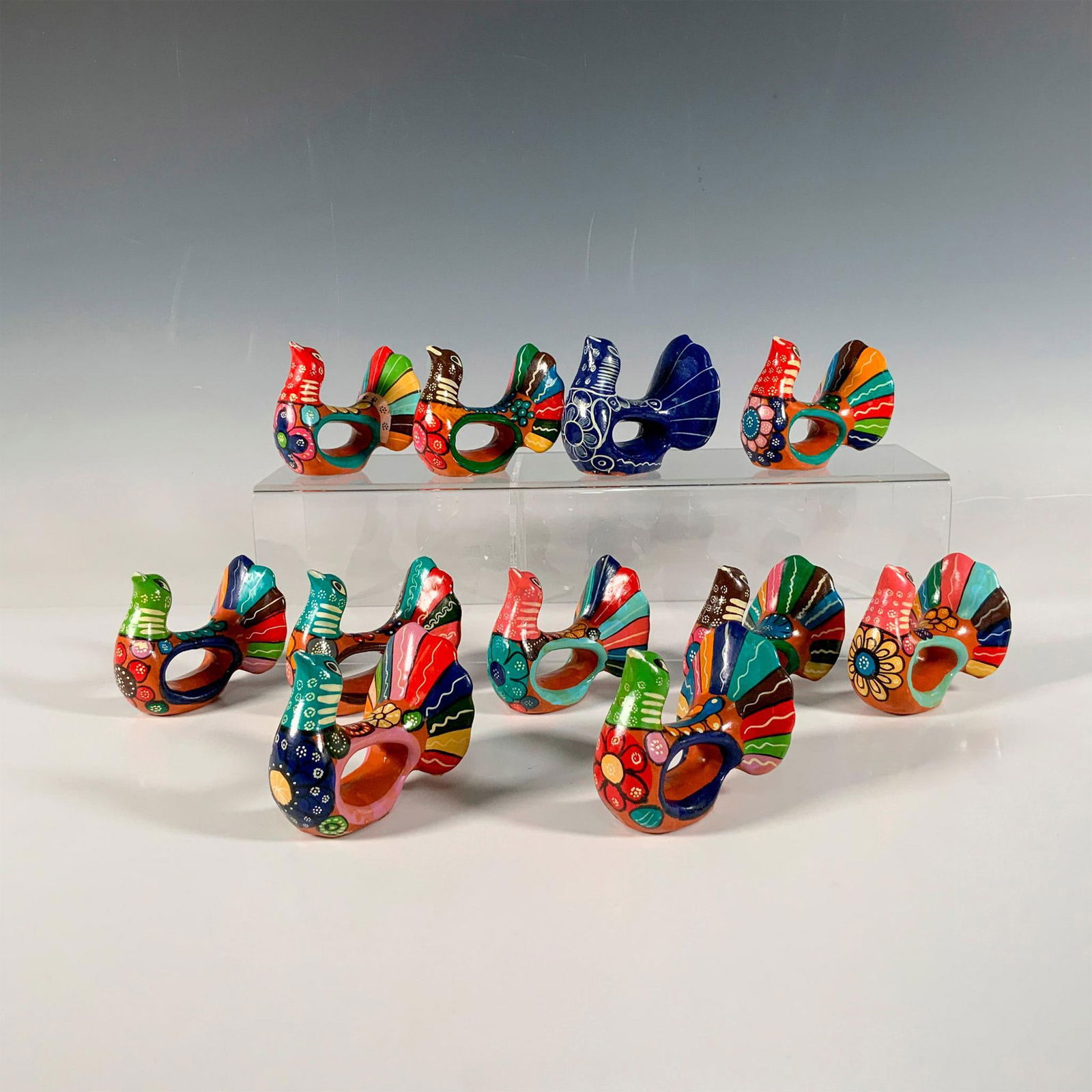 11pc Mexican Talavera Dove Napkin Rings (1 of 3)