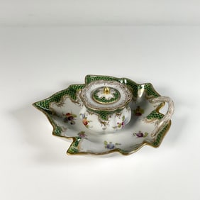 Richard Klemm 19th Century Porcelain Floral Inkwell