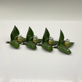 4pc Herend Mandarin Figurine on Leaf Place Card Holder