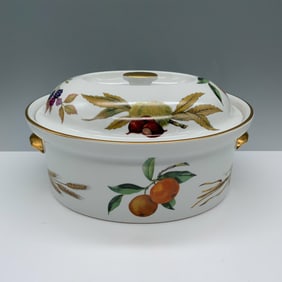 Royal Worcester Porcelain Casserole Bowl, Evesham Gold