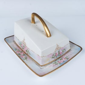 Vintage German Ceramic Lidded Cheese Dish