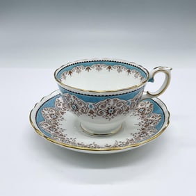 Crown Staffordshire Blue Floral Teacup & Saucer, A16353