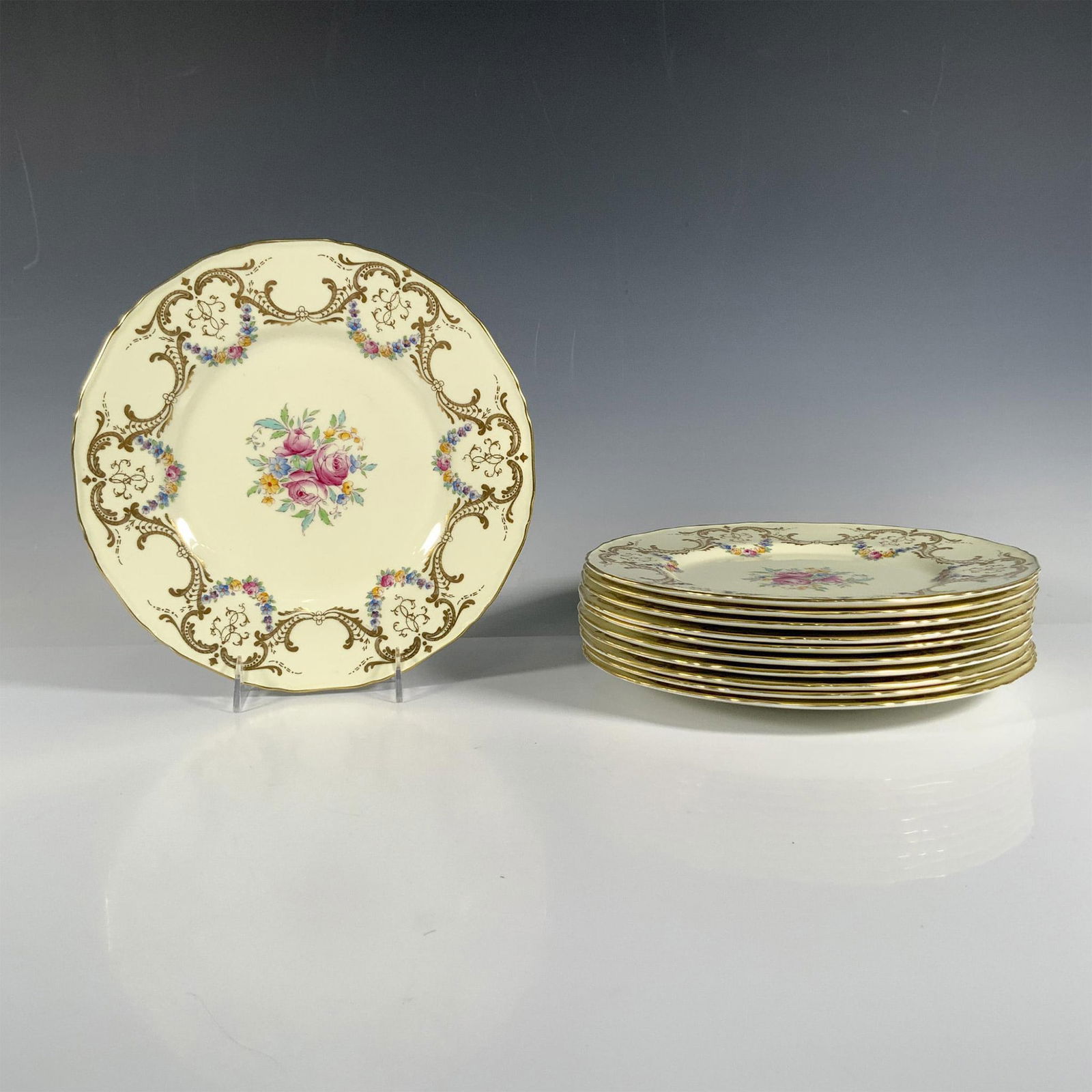 11pc Royal Worcester Floral Plate Set (1 of 3)