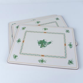 4pc Herend Green Chinese Bouquet Corkboard Placemats