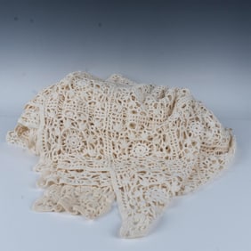 Vintage Hand Crochet Bedspread, Full or Double