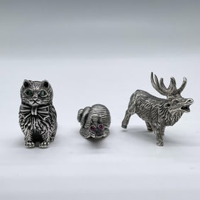 3pc Sterling Silver Miniature Animal Figurines
