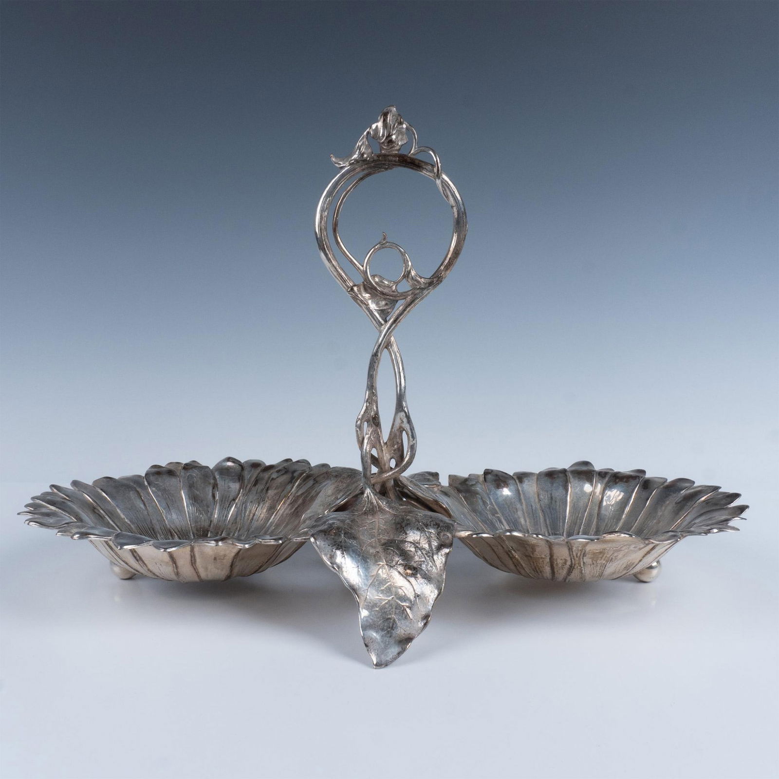 WMF Art Nouveau Silver Plate Double Serving Dish, Sunflowers (1 of 5)