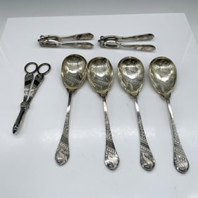 7pc John Sherwood & Sons Silverplated Spoons + Utensils