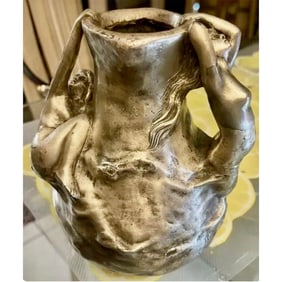 Garnier Jean (French, 1853-1910) Antique Figural Bronze Vase with Nudes