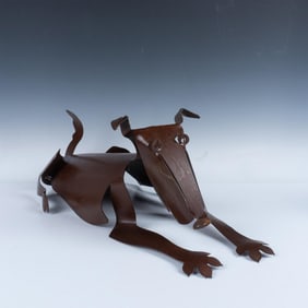 David Lesser Rustic Brown Metalglyphics Art Dog Sculpture