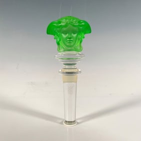 Rosenthal Versace Crystal Bottle Stopper, Medusa, Green