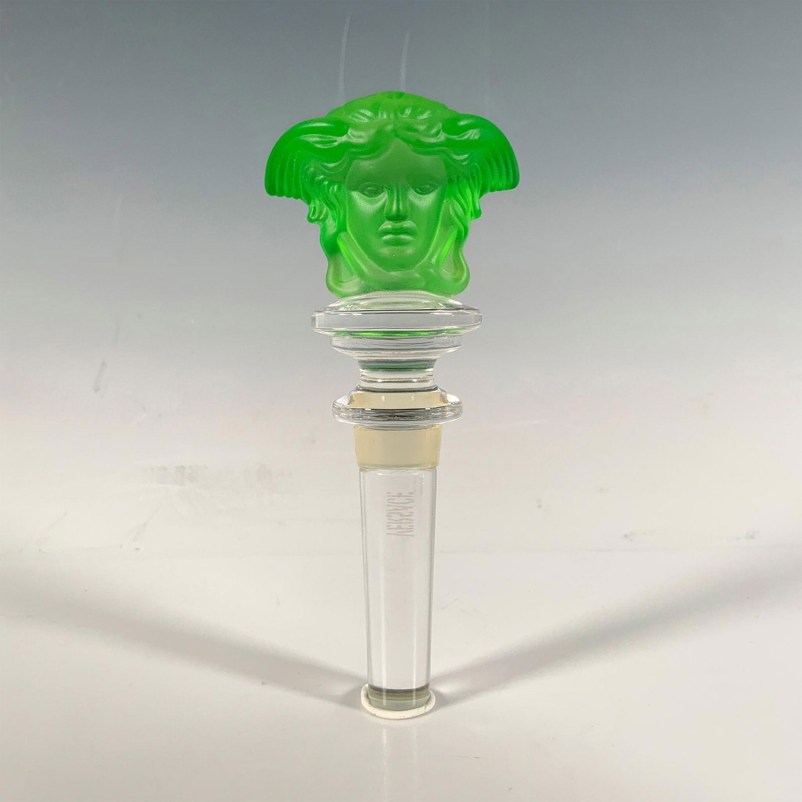 Rosenthal Versace Crystal Bottle Stopper, Medusa, Green (1 of 4)
