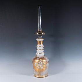 Bohemian Czech Glass Large Bottle