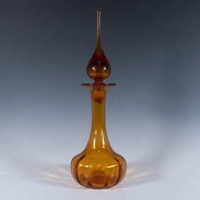 Mid Century Modern Amber Glass Decanter