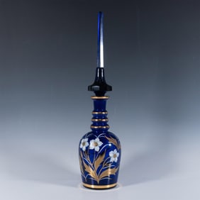 Bohemian Czech Glass Cobalt Blue Decanter