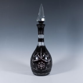 Bohemian Czech Glass Ruby Red Decanter