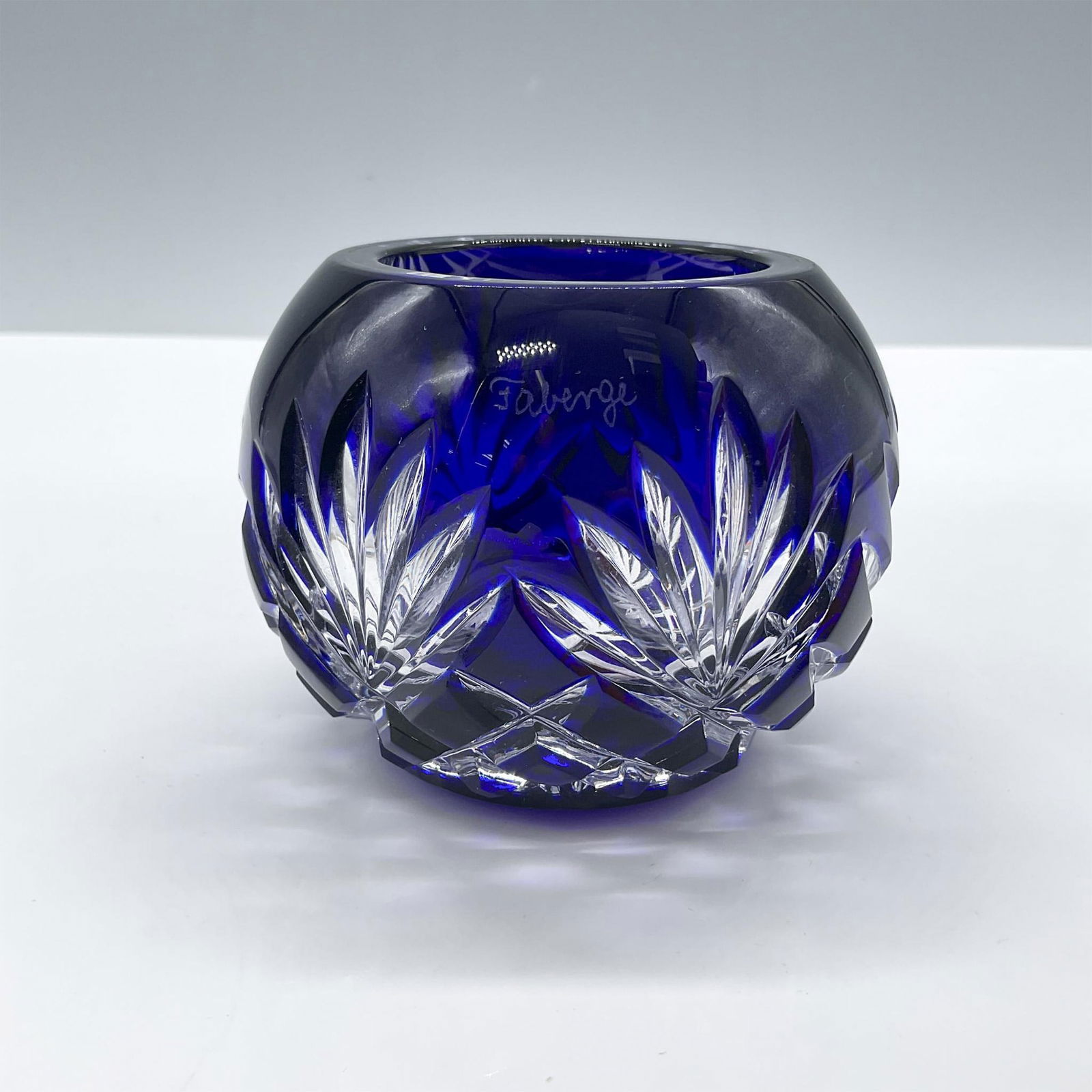 Vintage Faberge Cobalt Blue Crystal Cancle Holder, Odessa (1 of 3)