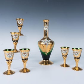 7pc Vintage Murano Glass Decanter and Glasses Set