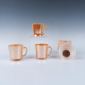 9pc Anchor Hocking Fire King Copper Tint, Mugs + Bowls