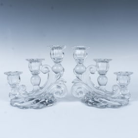 2pc Vintage Cambridge Triple Candle Holders