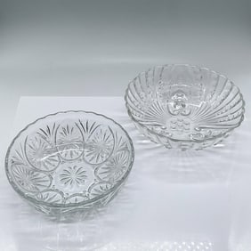 2pc Vintage Glass Serving Bowls