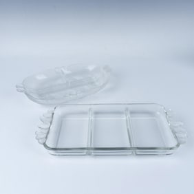 2pc Vintage Mikasa Crystal Relish Dishes