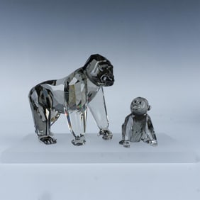 Swarovski Crystal Figurines and Base, Gorillas 952504