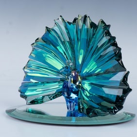 2pc Swarovski Crystal Figurine & Base, Arya Peacock 5063694