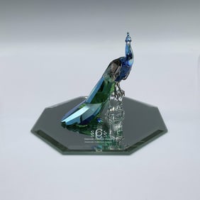 2pc Swarovski Crystal Society Figurine and Base, Peacock