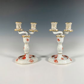 4pc Herend Hungary Porcelain Candelabras