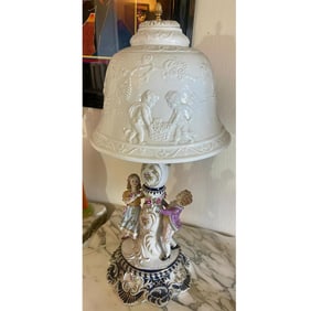 Antique Large 30" Meissen German Porcelain Lamp