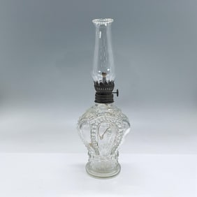 Vintage Clear Glass Oil Lamp, Monarch Crown