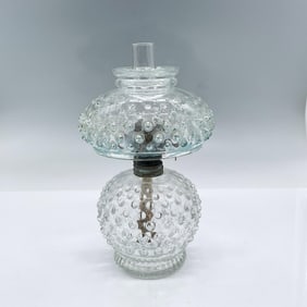Vintage Clear Glass Oil Lamp, Hobnail