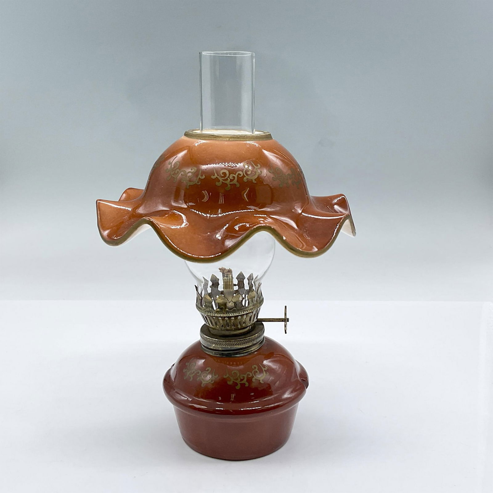 Vintage Porcelain and Glass Oil Lamp (1 of 3)