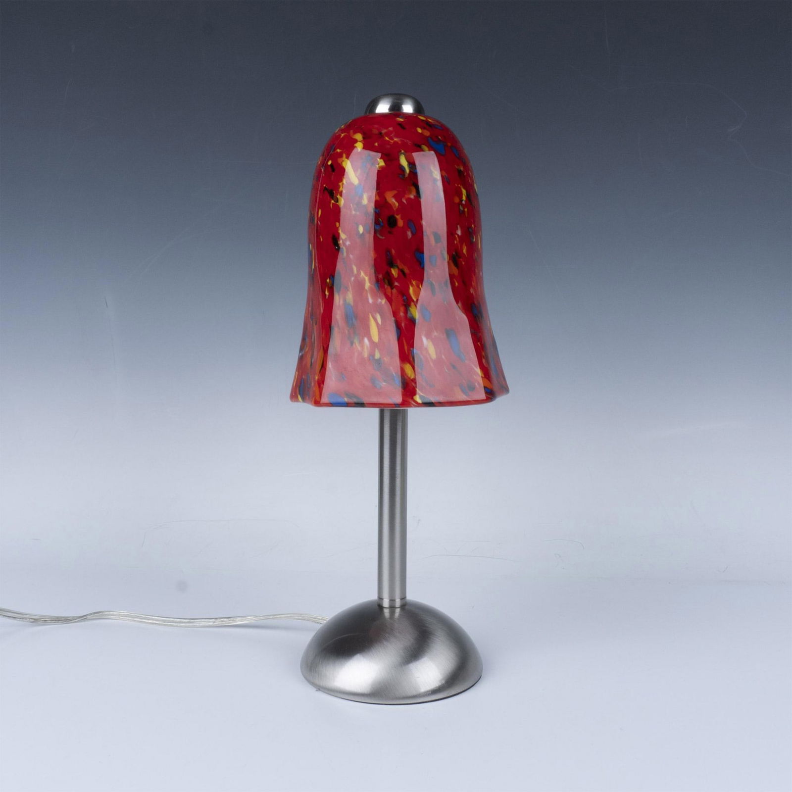 Brushed Stainless Steel Table Lamp with Art Glass Shade (1 of 3)